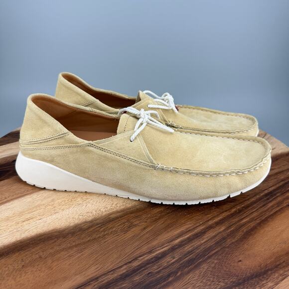OluKai Ka\'a Driver Loafers Men\'s 11.5 Boat Shoes Golden Sand Leather Suede NEW main image 6